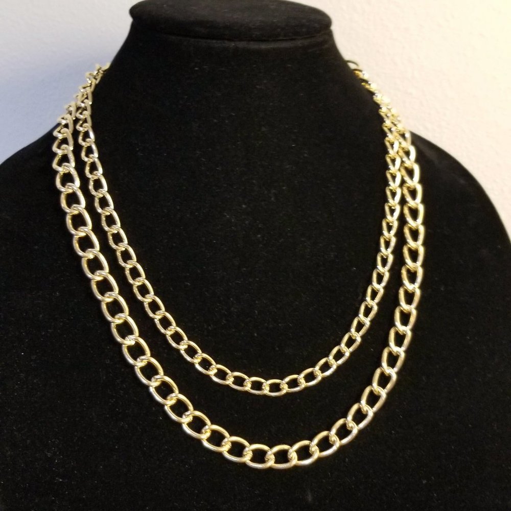 Double chain gold-tone necklace